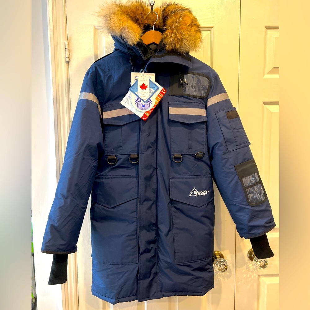 WOODS CANADA Navy Parka with Fur Hood (Unisex)